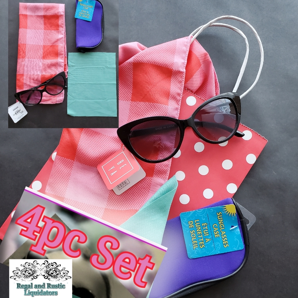 🖤 Black Cat Eye Sunglass 4pc set age13+